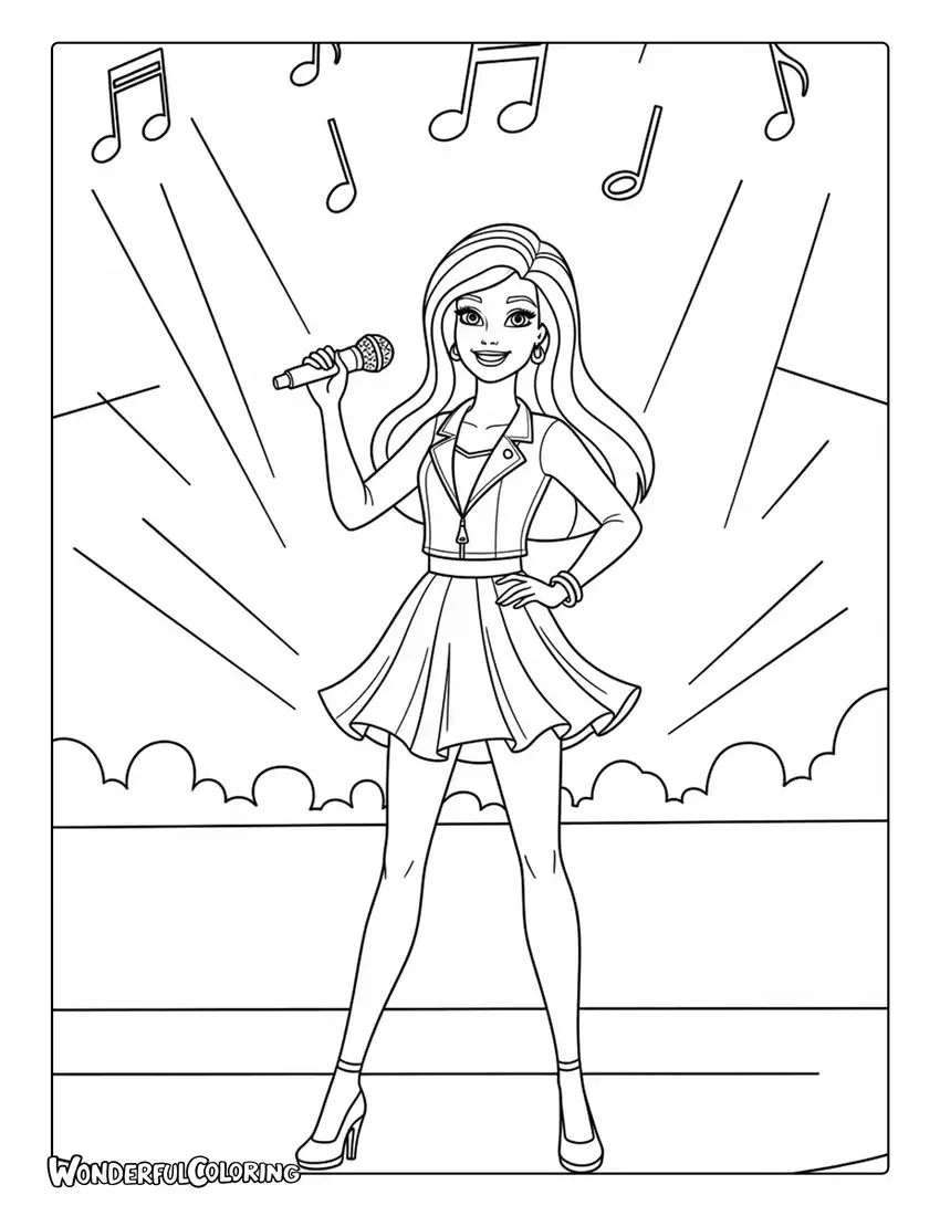 Barbie big city big dreams singing stage coloring page