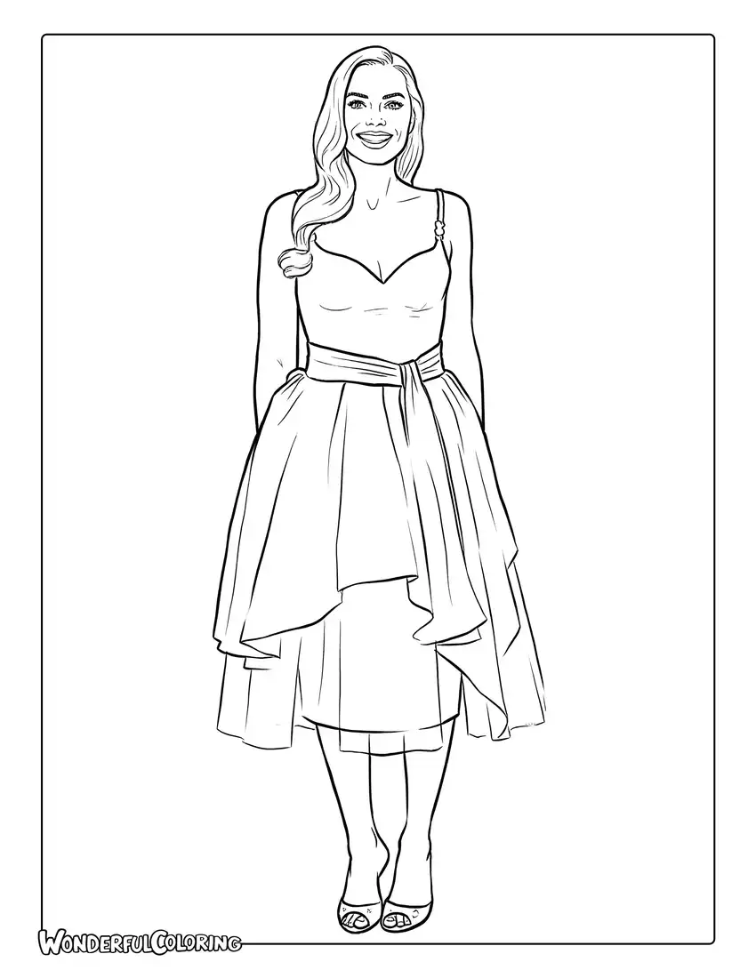 barbie movie margot robbie coloring page