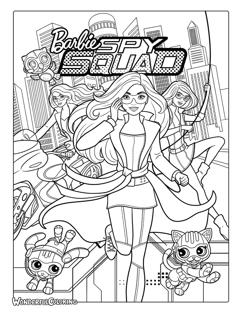 Barbie spy squad action gadgets coloring page