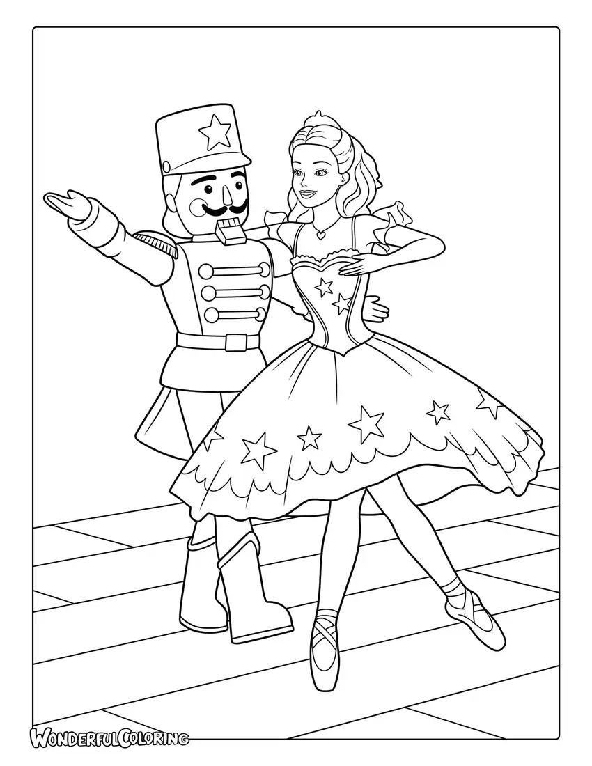 Barbie and the Nutcracker ballet scene coloring page