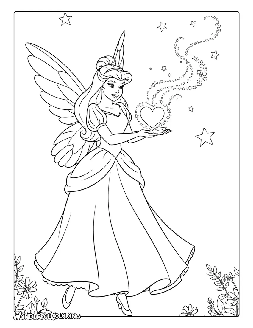 Fairy princess Cupid magical coloring page