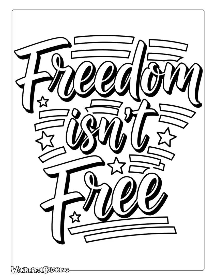 Freedom Isnt Free Bold Lettering Coloring Page
