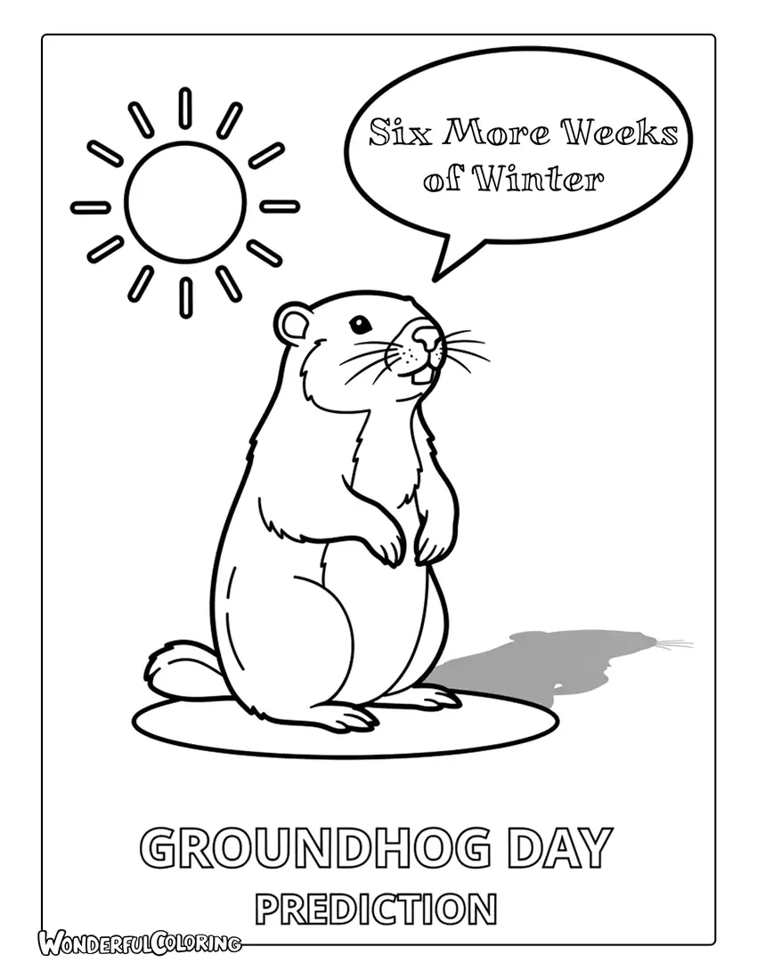 Groundhog Day shadow prediction coloring page