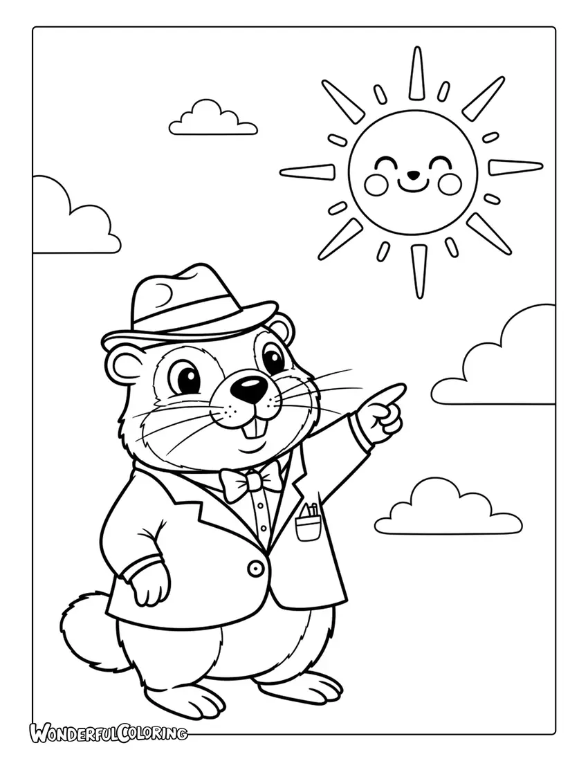 Groundhog weather forecaster coloring page