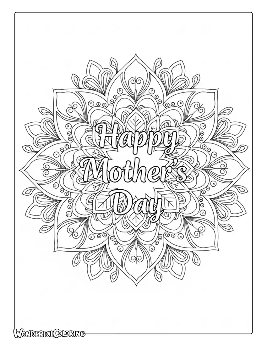 hard mothers day detailed mandala coloring page intricate floral design