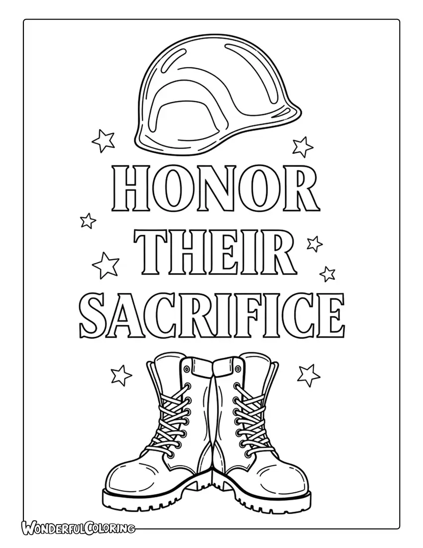 Honor Their Sacrifice Military Doodle Coloring Page