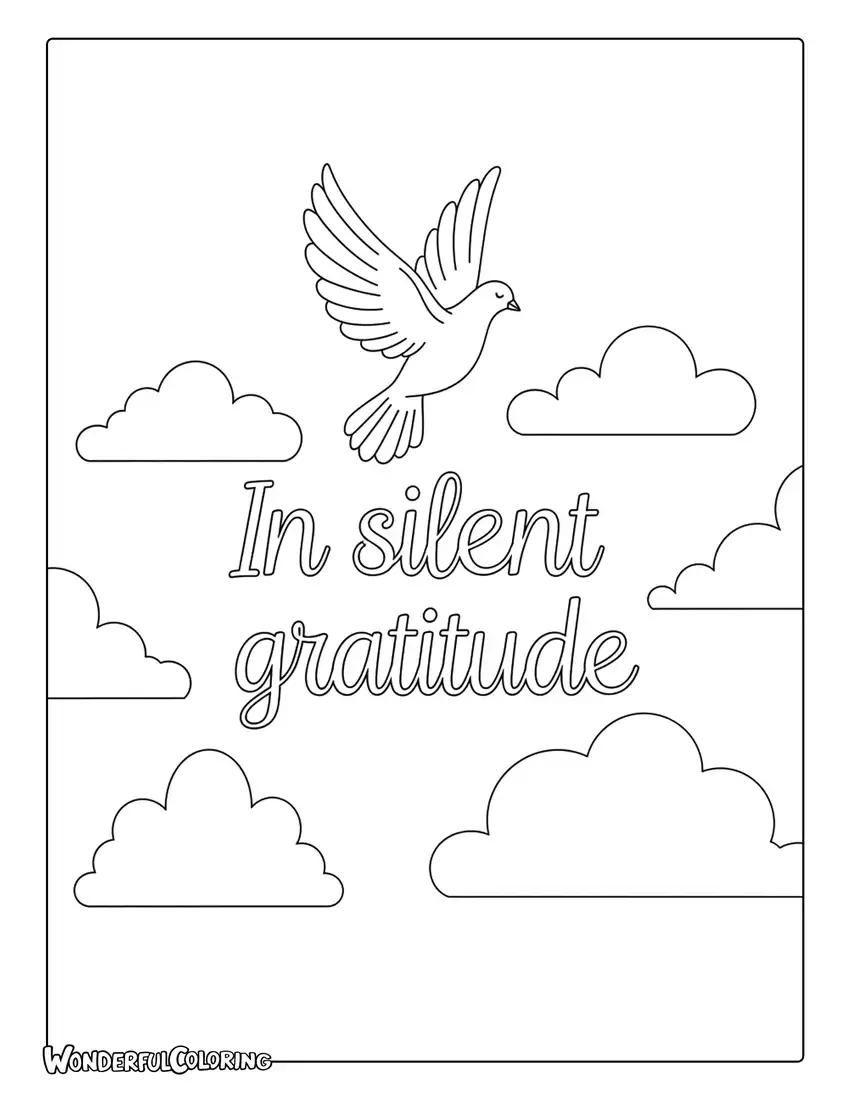 In Silent Gratitude Dove Sky Doodle Coloring Page