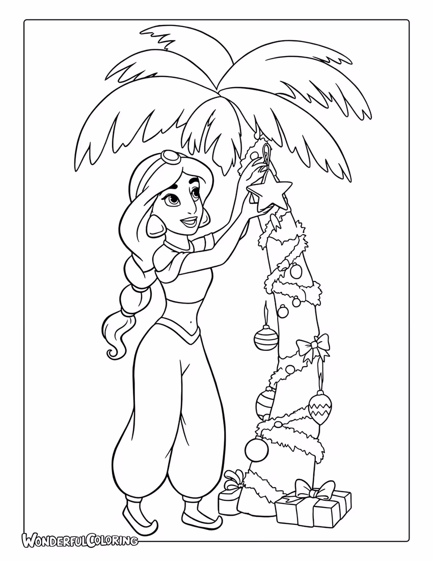 Jasmine Christmas Tree Coloring Sheet
