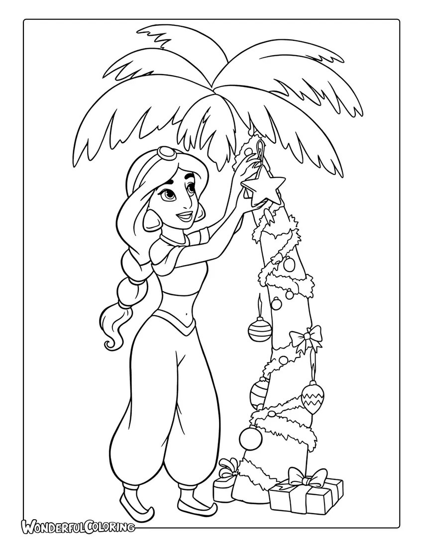 Jasmine Christmas Tree Coloring Sheet