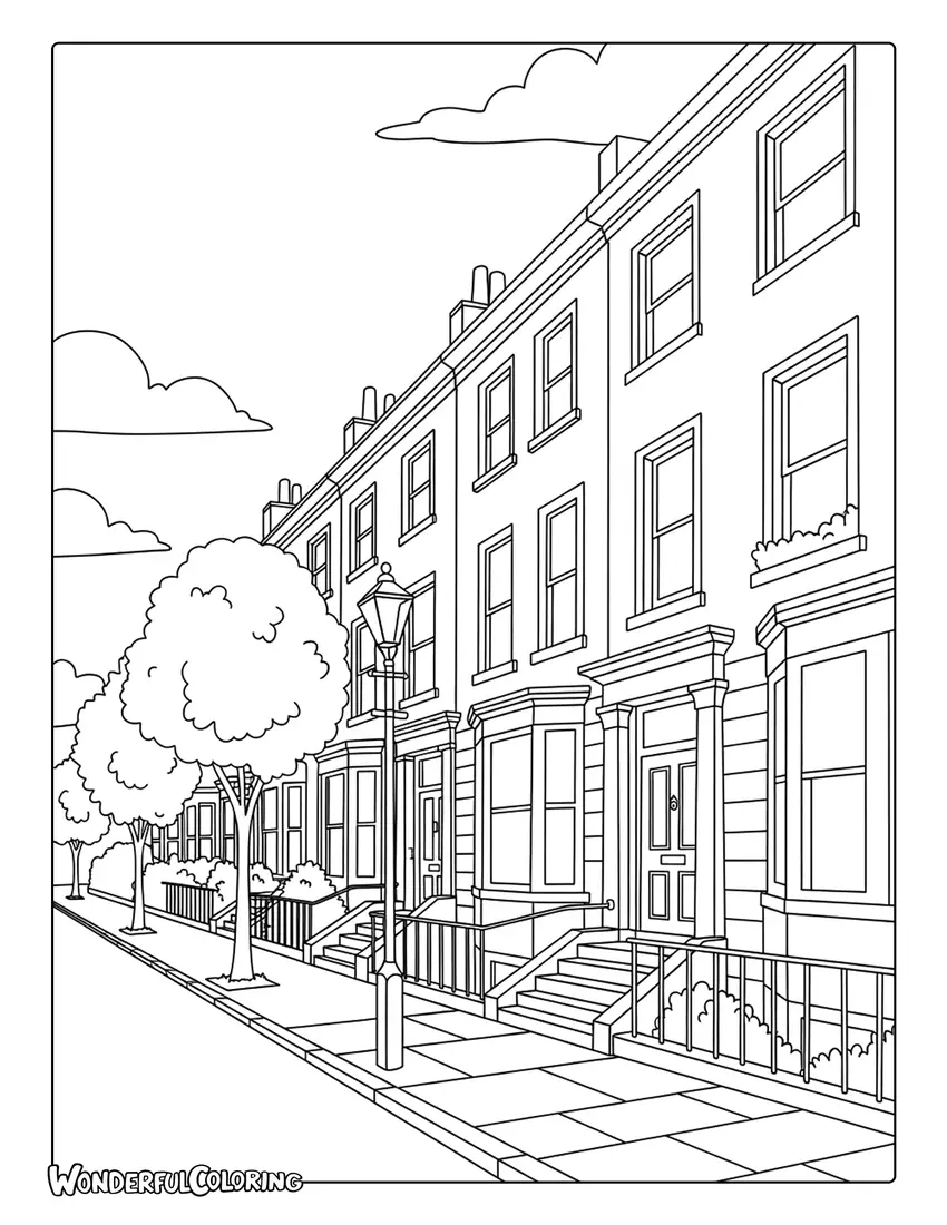 Notting Hill houses London coloring page