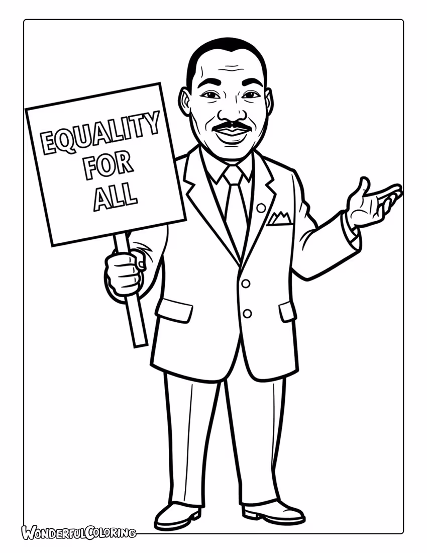 Martin Luther King Jr equality for all sign coloring page