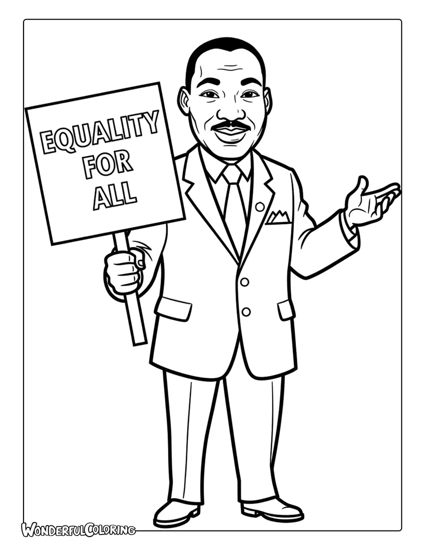Martin Luther King Jr equality for all sign coloring page