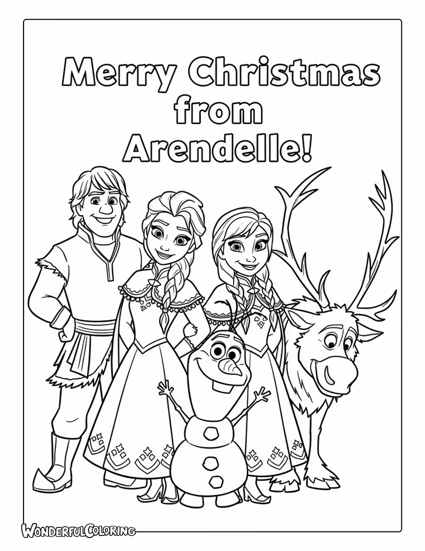 Merry Christmas from Arendelle Coloring Page