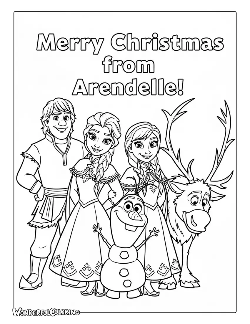 Merry Christmas from Arendelle Coloring Page