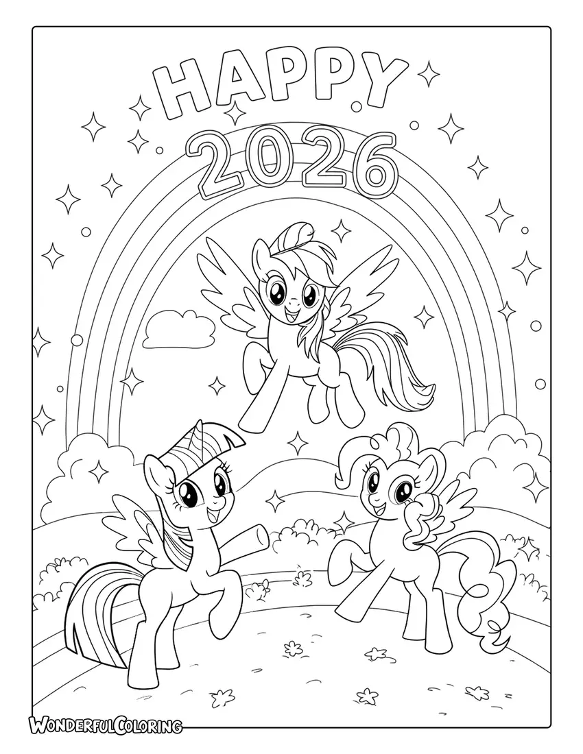 My Little Pony 2026 Rainbow Celebration Coloring Page