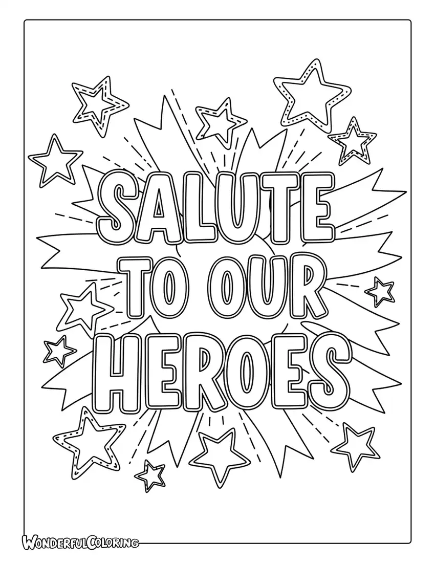 Salute to Our Heroes Salute Hand Doodle Coloring Page