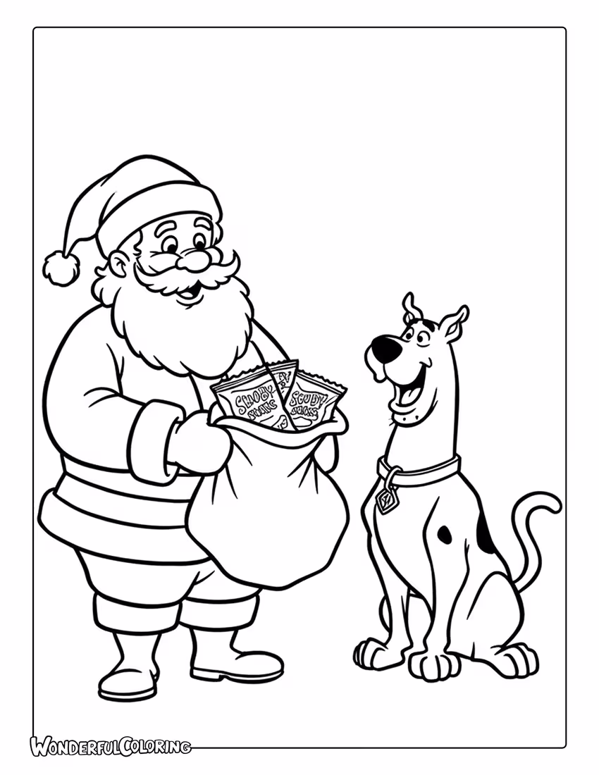 Santa Giving Scooby Snacks Coloring Page