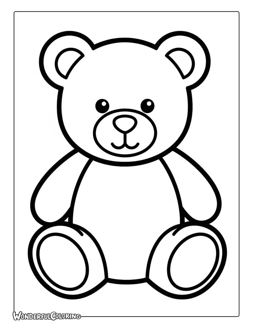 Simple teddy bear outline easy coloring page