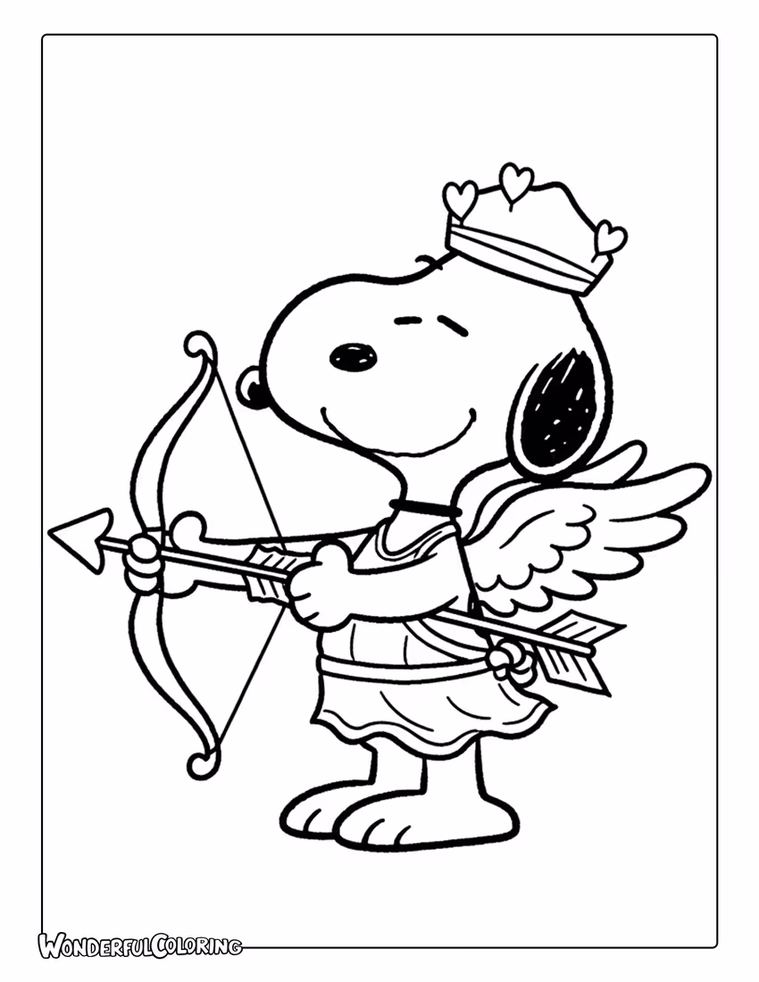 Peanuts Snoopy Cupid Coloring Page