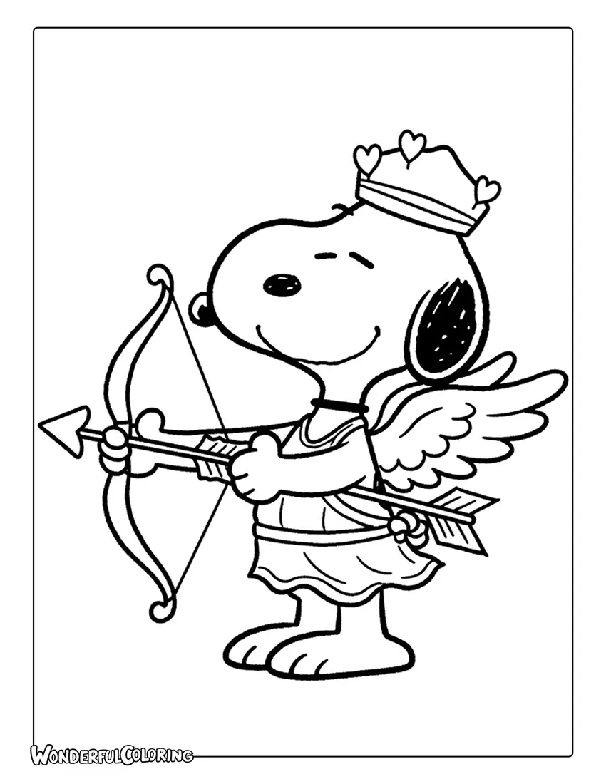 Peanuts Snoopy Cupid Coloring Page