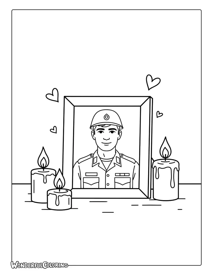 soldier memory photo candles coloring page