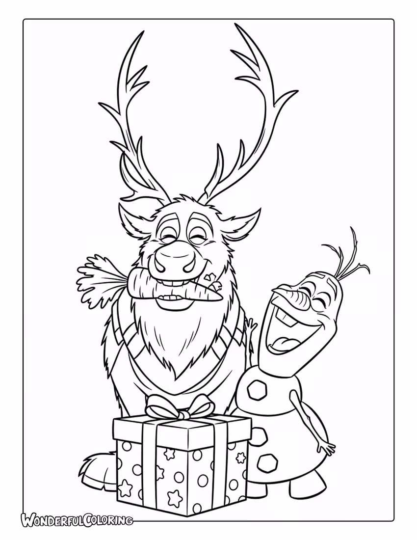 Sven with Carrot Gift to Color