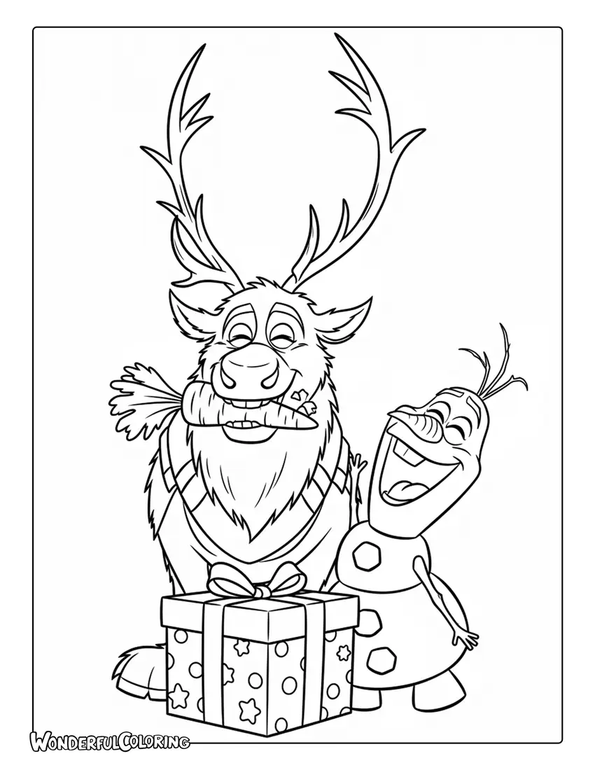 Sven with Carrot Gift to Color