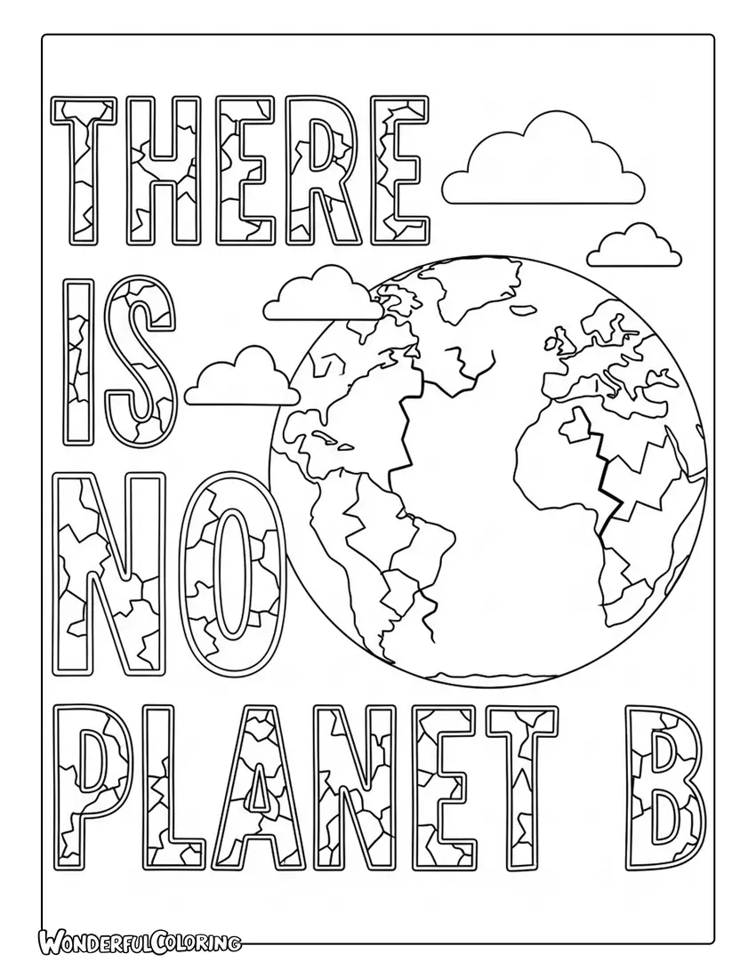 there is no planet b cracked earth message coloring page