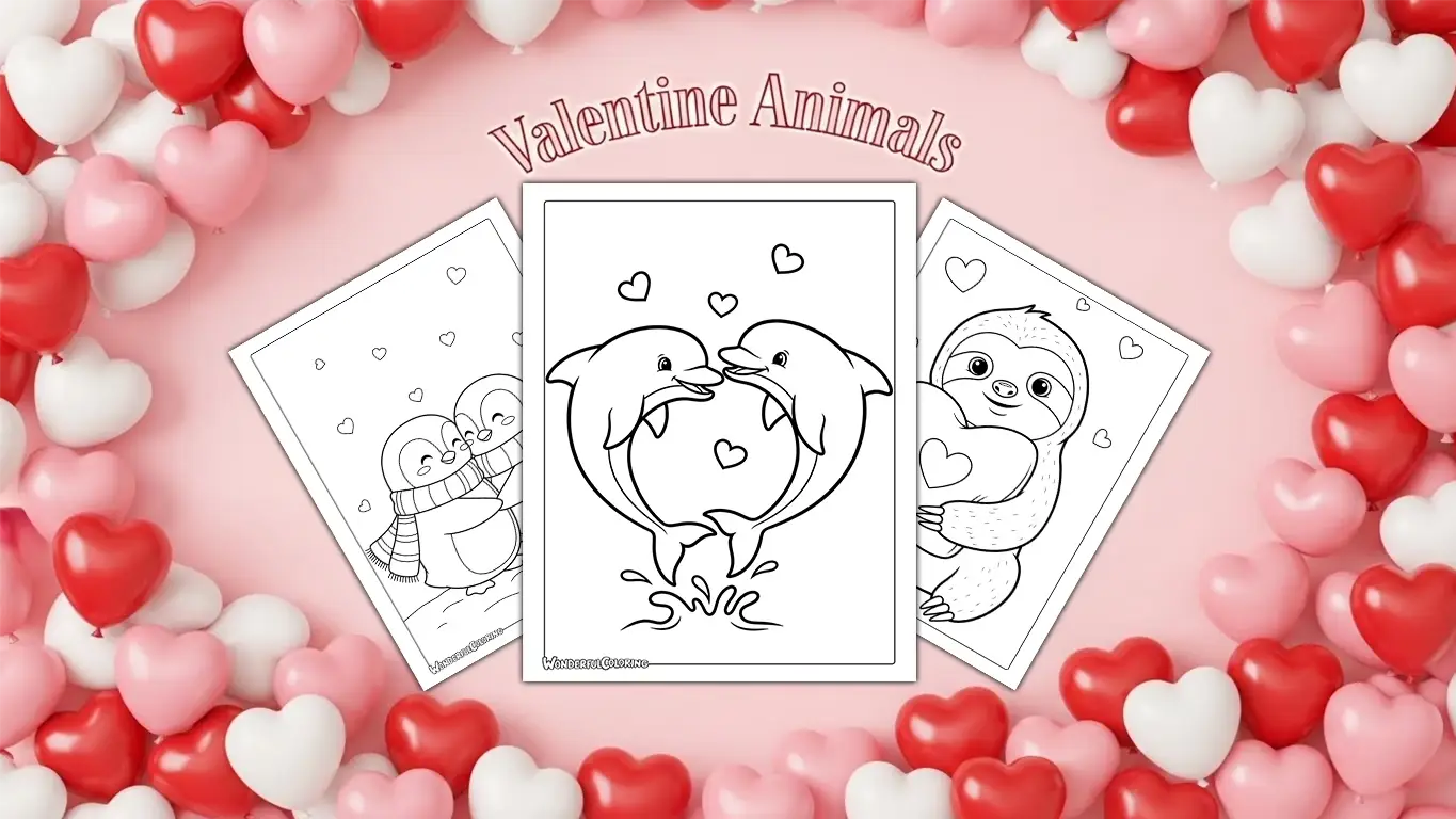 Valentine Animal Coloring Pages