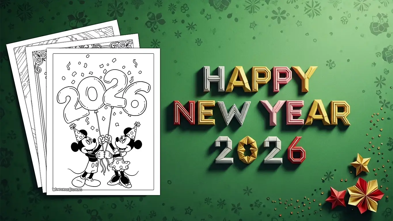happy new year 2026 coloring pages
